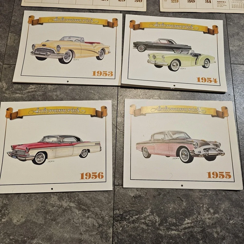 Automemories Vintage Car Calendars Lot Tilley Lumber Jenkins 1930s 1950s